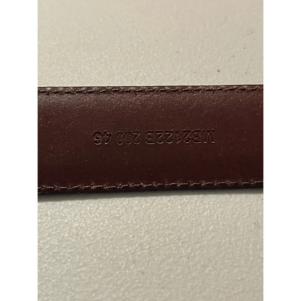 Fossil Leather Belt Mens‎ 46 Burgundy Brown Excellent Solid Brass MB2122B